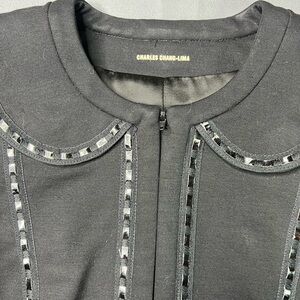 Charles Chang–Lima Vintage Black Jacket | Faux Leather Trim, Fully Lined Artisan